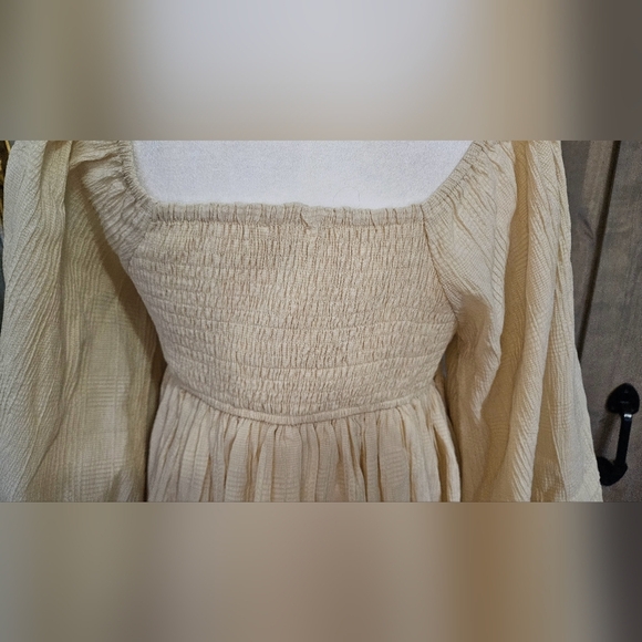 BY TOGETHER Boho Woven Babydoll mini dress in cream. Size Small - Picture 8 of 15